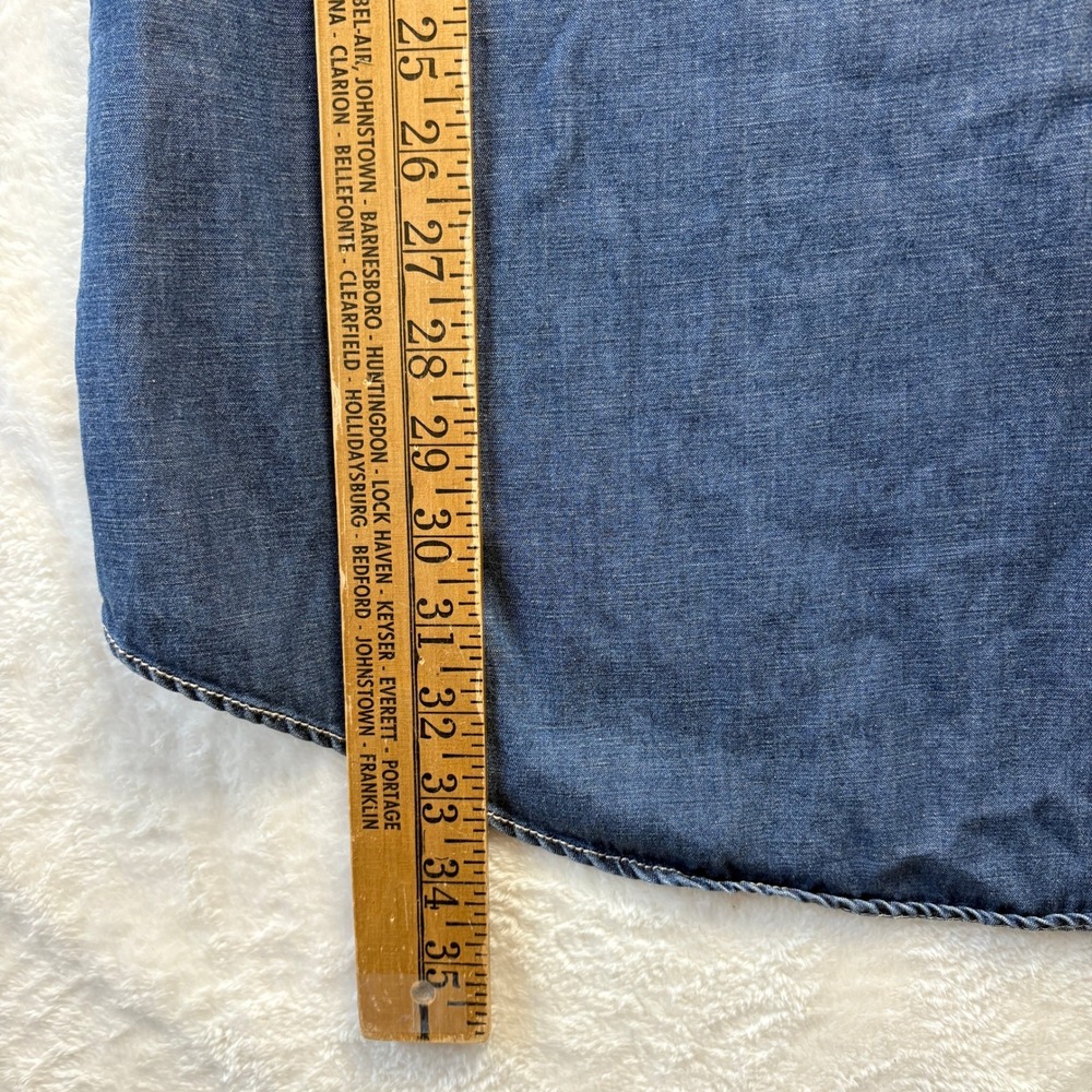 Lucky Brand Shirt Dress Women Sz Large Blue Denim Chambray Long Sleeve Button Up - Picture 4 of 11